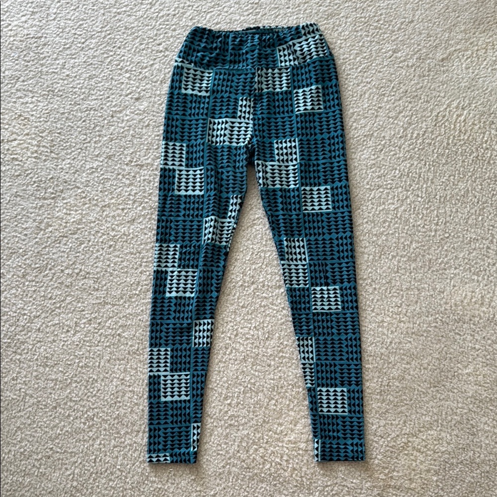 Geometric Leggings - Teal and Black